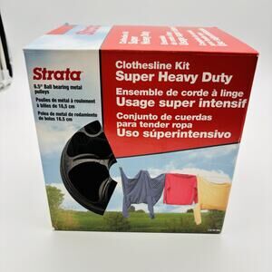 Strata Super Heavy Duty 150ft Outdoor Clothesline Kit with Pulley and Hooks New